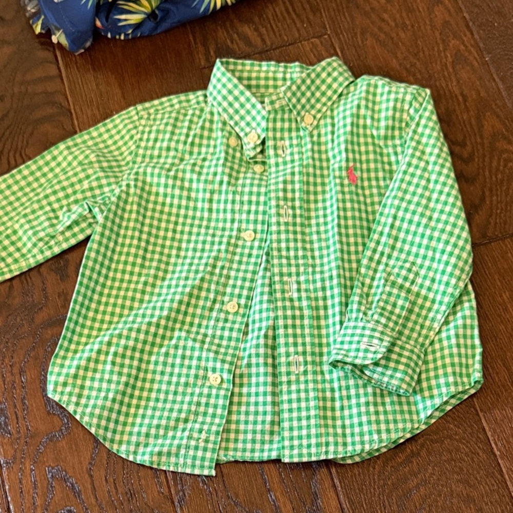 Polo Ralph Lauren Green Gingham Kids Button-Down Shirt